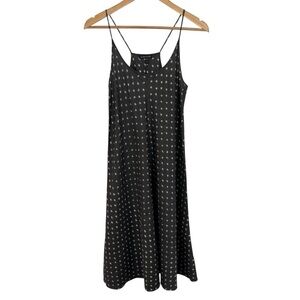 Eileen Fisher 100% Silk Polkadot Dress Sz XS Dark Grey Midi Slip Cami Halter